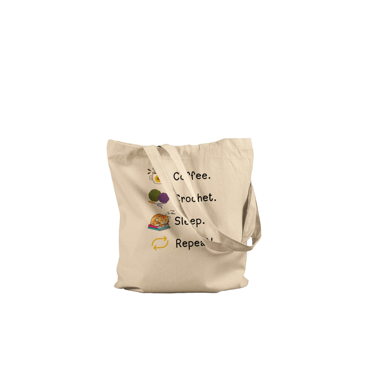 Coffee. Crochet. Sleep. Repeat! Tote Bag by Brunaticality