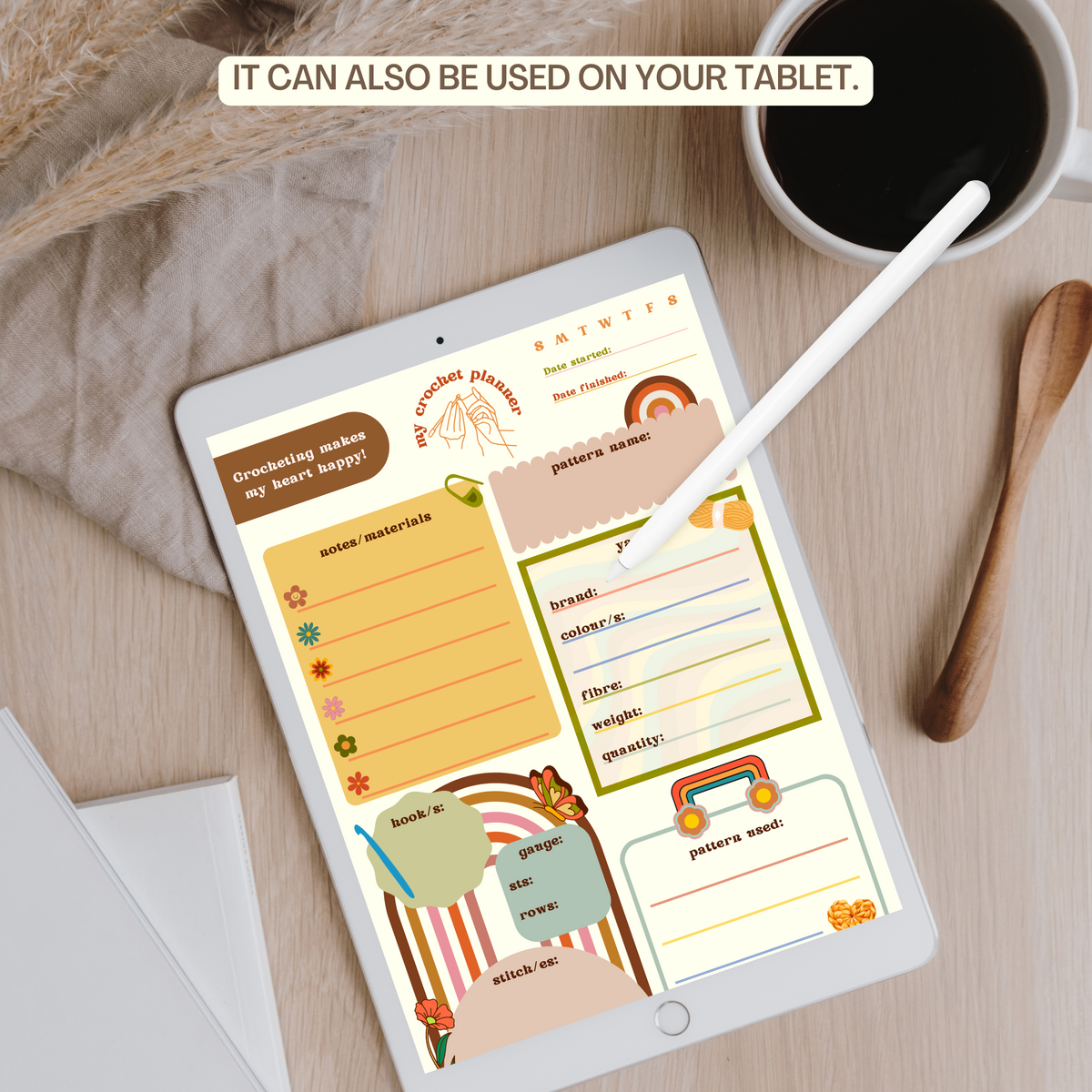 Groovy Printable Crochet Project Planner - Crochet Planner - Digital Crochet Planner - Crochet
