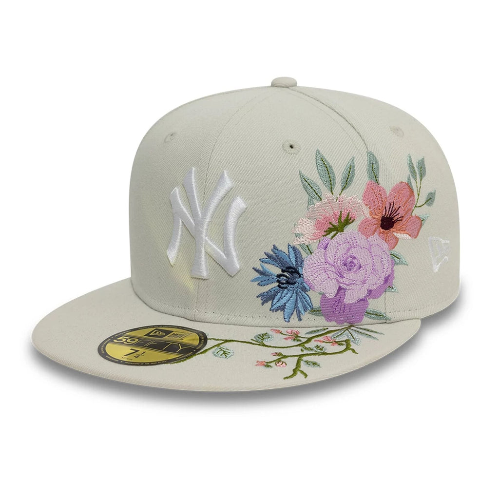 New York Yankees MLB Floral Light Beige 59FIFTY Fitted Cap