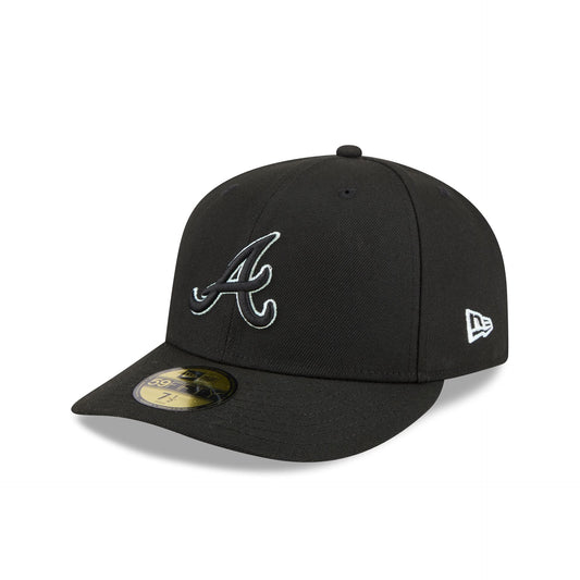Atlanta Braves Black Pre-Curve 59FIFTY Fitted Hat