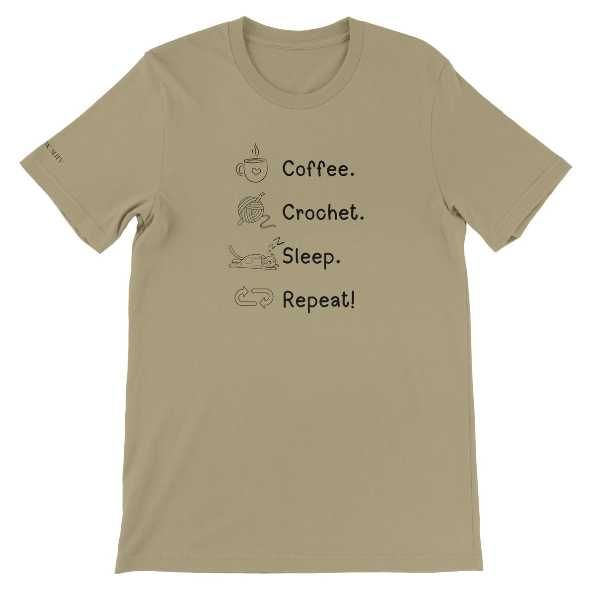 Coffee. Crochet. Sleep. Repeat! Colourful Relaxed Fit T-shirt by Brunaticality